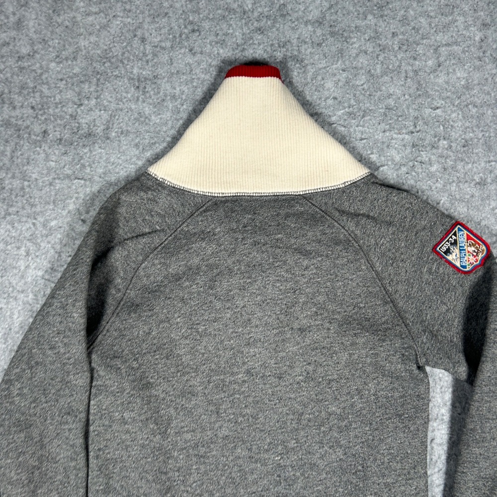 Ralph Lauren dress Girls 6 Gray Shawl Collar Fleece Ruffle Hem Ski Patch Preppy - Picture 11 of 13